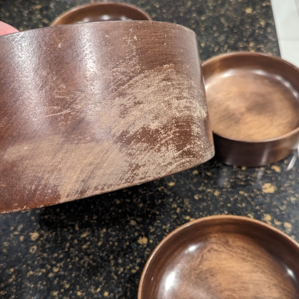 Hand turned wood bowl set - Picture 5 of 11